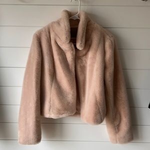 BLANK NYC size M pink faux fur cropped jacket